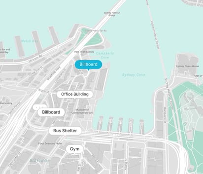 interactive screen selection on map