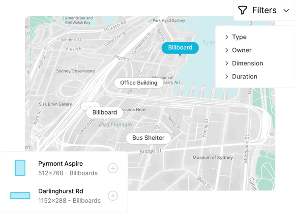 Find screens with our  interactive map
